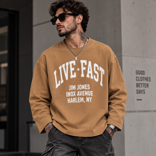 تیشرت لانگ اسلیو مردانه LIVE FAST